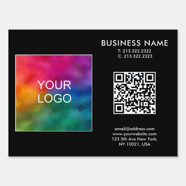 Custom Business Logo QR Code Simple Template Sign (Front)
