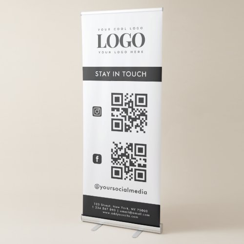 Custom Business Logo QR Code  Social Media Modern Retractable Banner