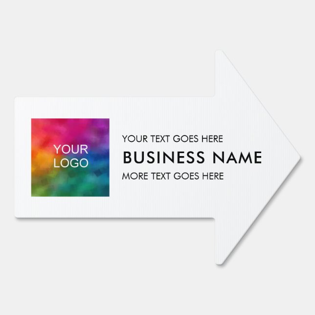 Custom Business Logo QR Code Template Arrow Yard Sign (Back)