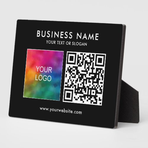 Custom Business Logo QR Code Template Black Plaque