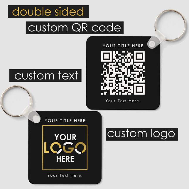 Custom Business Logo QR Code & Text Double Sided Keychain (Custom Business Logo QR Code & Text Double Sided Keychain)