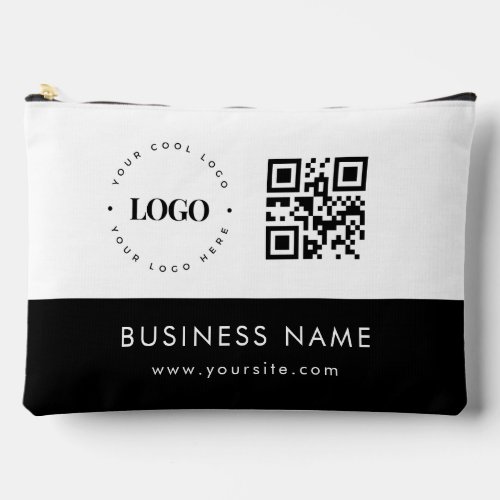 Custom Business Logo QR Code  Text Professional Accessory Pouch