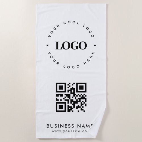 Custom Business Logo QR Code  Text Professional Beach Towel