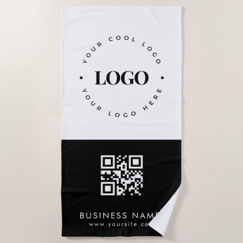 Custom Business Logo QR Code  Text Professional  Beach Towel
