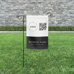 Custom Business Logo QR Code & Text Professional Garden Flag
