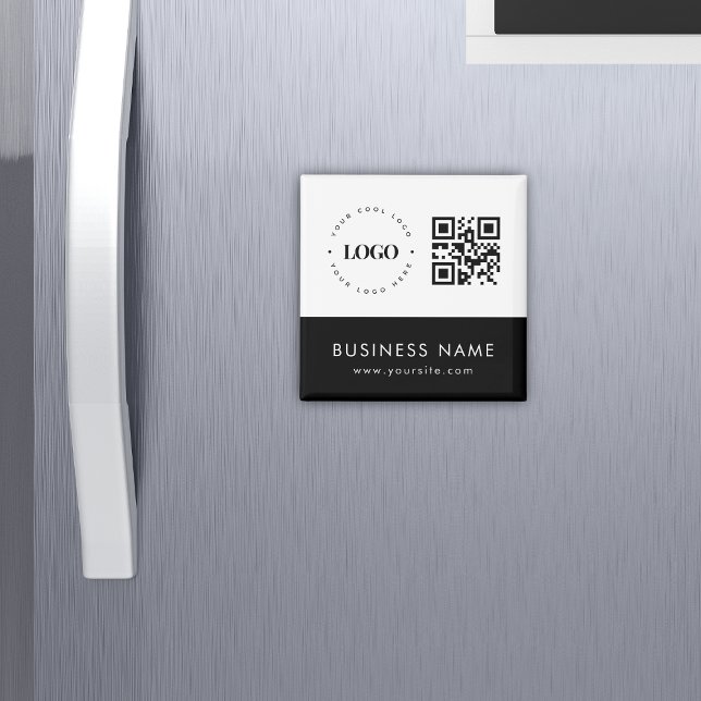 Custom Business Logo QR Code & Text Professional  Magnet (Creator Uploaded)