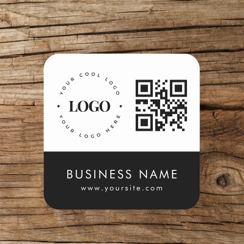 Custom Business Logo QR Code  Text Professional Square Paper Coaster