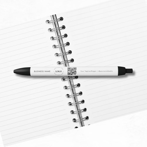 Custom Business Logo QR Code  Text Promotional Black Ink Pen