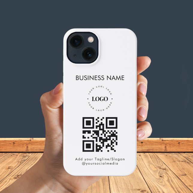 Custom Business Logo QR Code & Text Promotional  iPhone Case (Creator Uploaded)