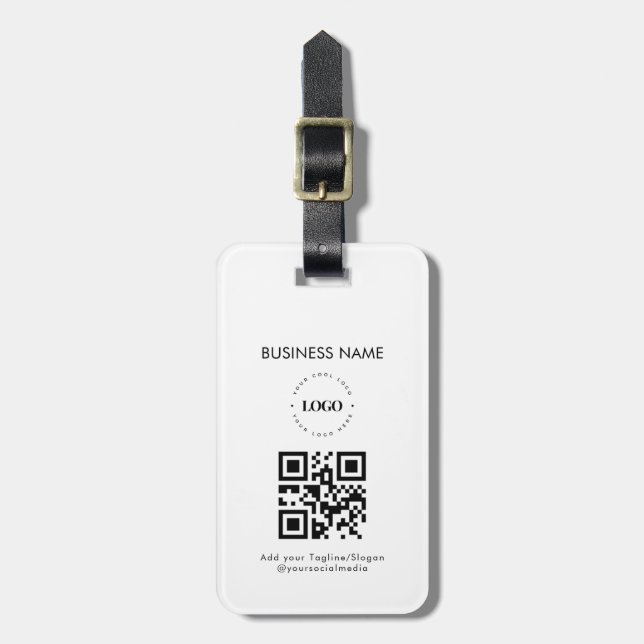 Custom Business Logo QR Code & Text Promotional Luggage Tag (Front Vertical)