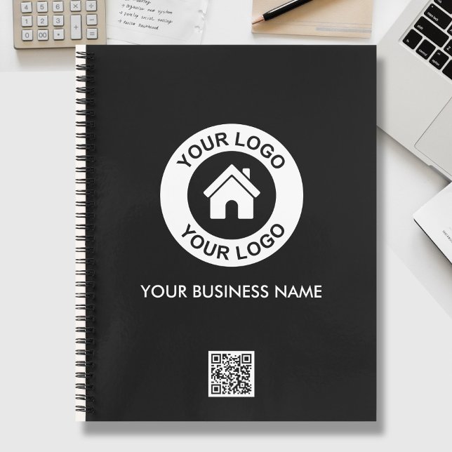 Custom Business Logo QR Code Text Promotional Notebook (Creator Uploaded)