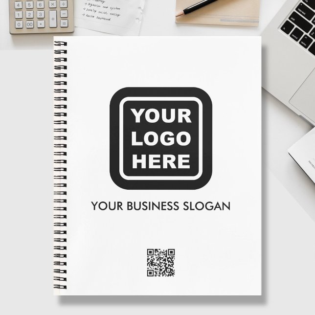 Custom Business Logo QR Code Text Promotional Notebook (Creator Uploaded)