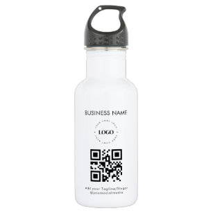 Custom Business Logo QR Code & Text Promotional Stainless Steel Water Bottle