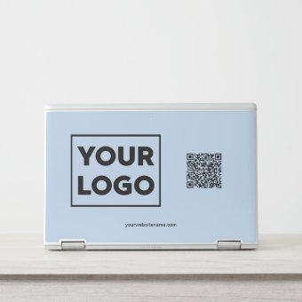 Custom Business Logo QR Code Website on Light Blue HP Laptop Skin | Zazzle