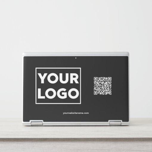 Custom Business Logo QR Code Website or Text Black HP Laptop Skin | Zazzle