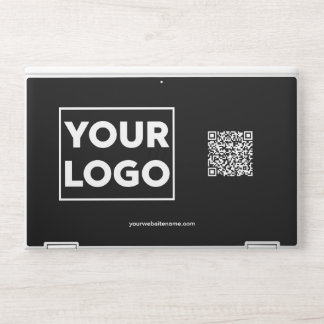 Custom Business Logo QR Code Website or Text Black HP Laptop Skin