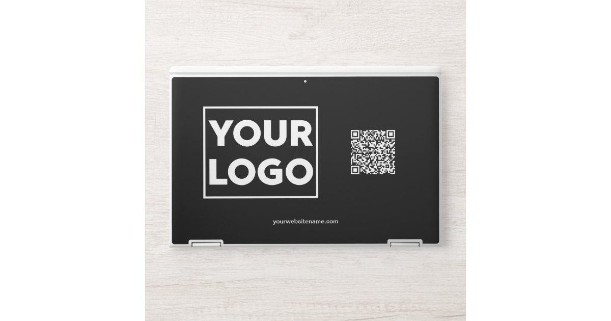 Custom Business Logo QR Code Website or Text Black HP Laptop Skin | Zazzle