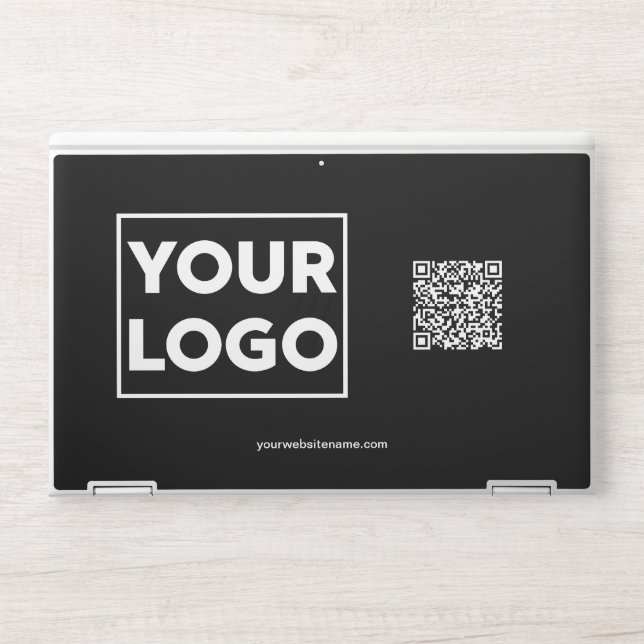 Custom Business Logo QR Code Website or Text Black HP Laptop Skin (Front)