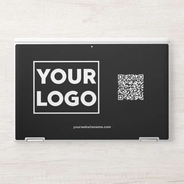 Custom Business Logo QR Code Website or Text Black HP Laptop Skin | Zazzle