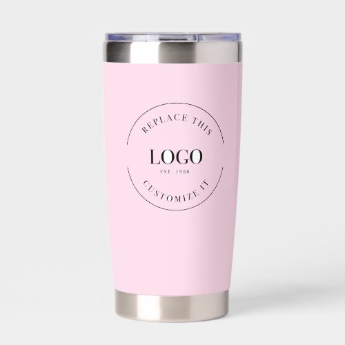 Custom Business logo QR code website Pink Insulated Tumbler