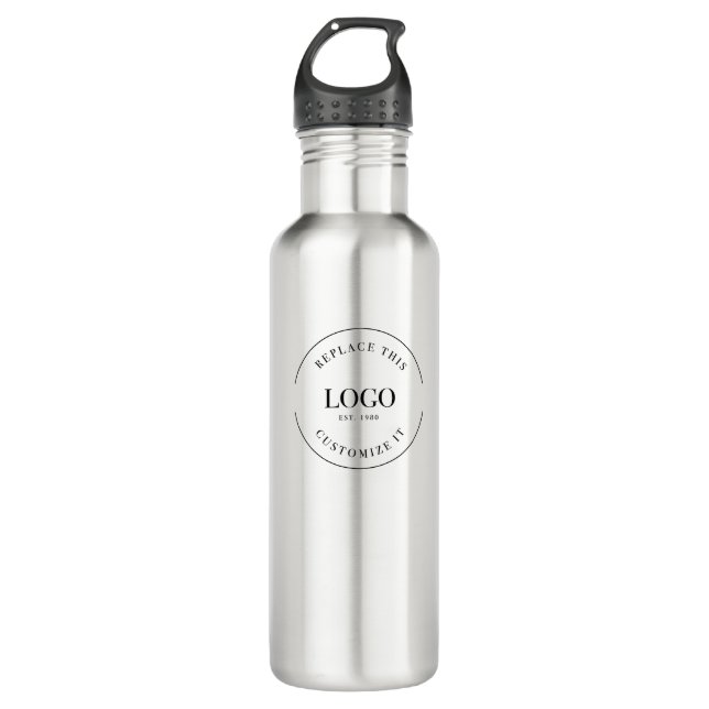 Custom Business Logo QR code website professional Stainless Steel Water Bottle (Front)