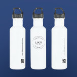 Custom Business Logo Qr Code Website Simple Stainless Steel Water Bottle at Zazzle