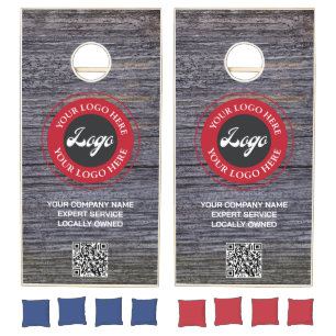 Custom Business Logo QR Code Wood Branded Cornhole Set