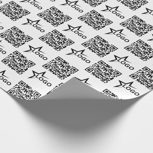 Custom Business Logo & QR Code  Wrapping Paper (Corner)
