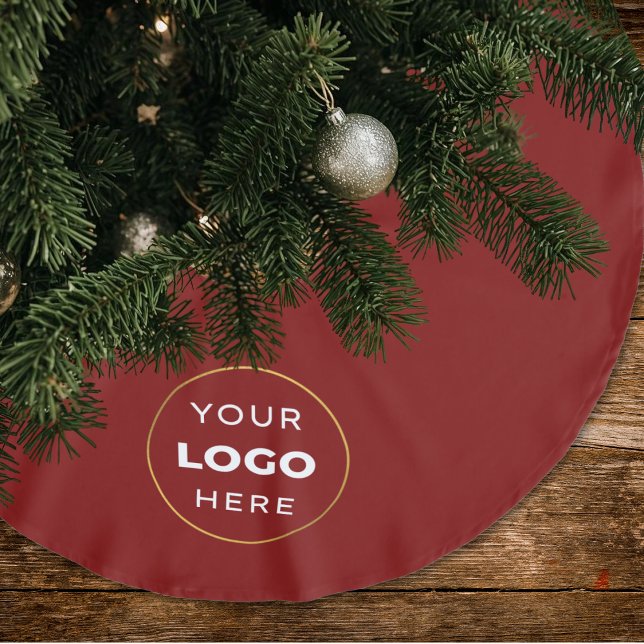 Custom Business Logo Red Holiday Brushed Polyester Tree Skirt (Creator Uploaded)