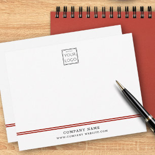 Custom Business Logo Red Line Company Name Note Card
