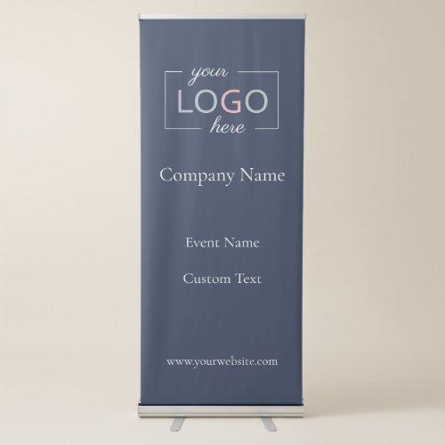 Custom Business Logo Retractable Banner Navy Blue 