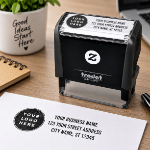 Custom Business Logo Return Address  Self-inking Stamp