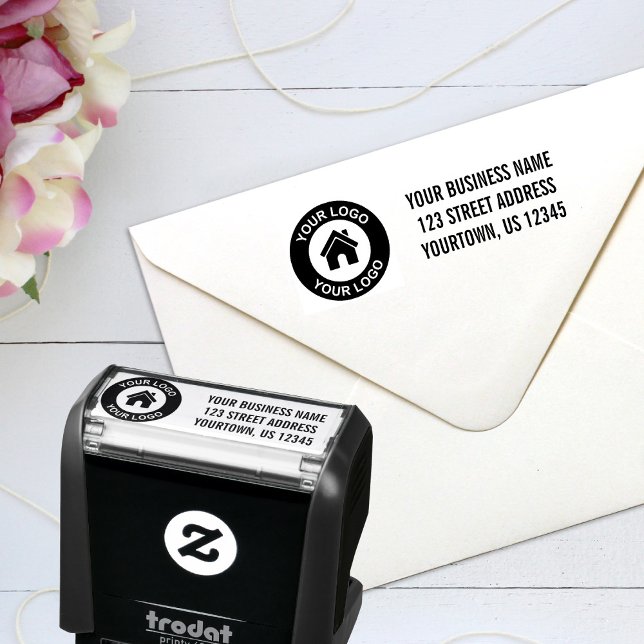 Custom Business Logo Return Address Self-inking Stamp (Creator Uploaded)