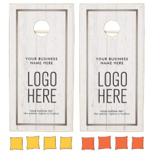 Custom Business Logo Rustic Branded Wood Cornhole Set