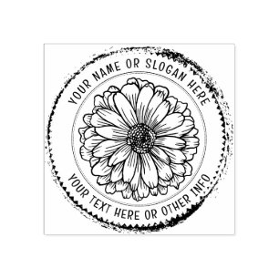 Custom Business Logo RUSTIC FLOWERS BOTANICAL Rubber Stamp