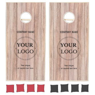 Custom Business Logo Rustic Wood Branded Corporate Cornhole Set