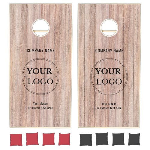 Custom Business Logo Rustic Wood Branded Corporate Cornhole Set