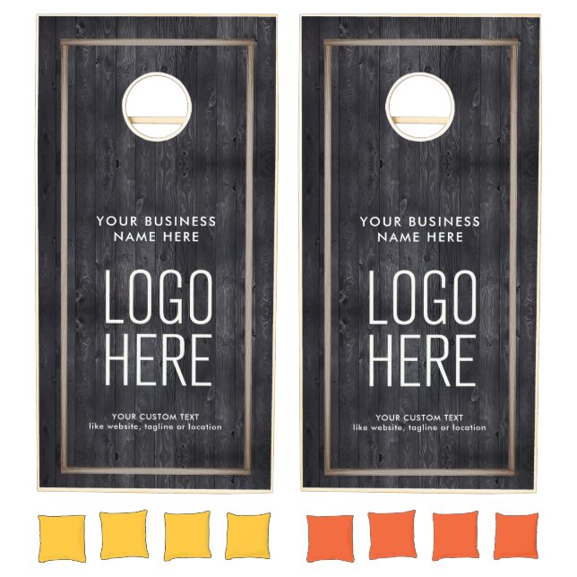 Custom Business Logo Rustic Wood Country Cornhole Set (Set)