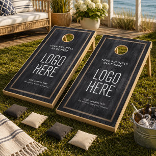 Custom Business Logo Rustic Wood Country Cornhole Set