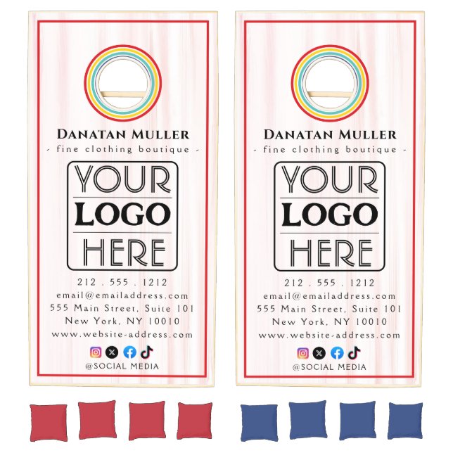 Custom Business Logo Rustic Wood Grain Branded  Cornhole Set (Set)