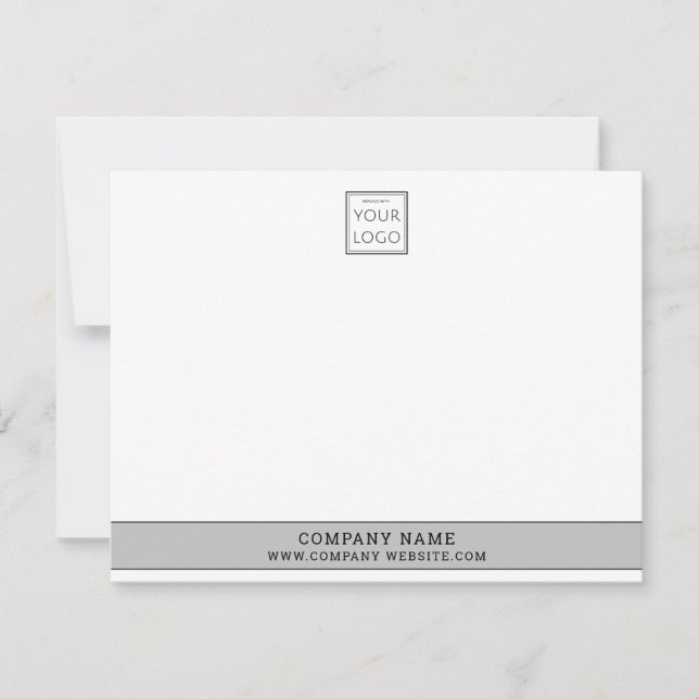 Custom Business Logo Silver Gray Company Name  Note Card (Front)