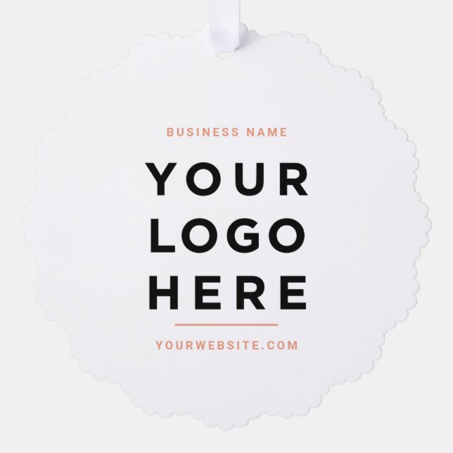 Custom Business Logo Simple Minimal Holiday Ornament Card (Front)