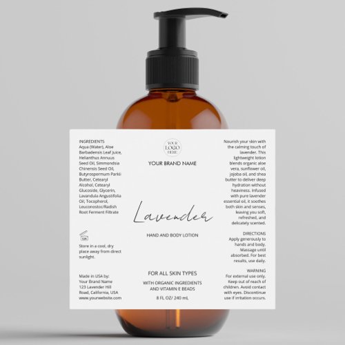 Custom Business Logo Skincare Bottle Product Label