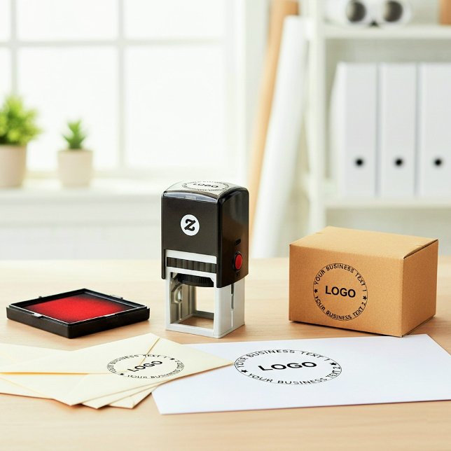 Custom Business Logo & Slogan (Round Brand Name)  Self-inking Stamp (Handmade organic bakery brand business logo )