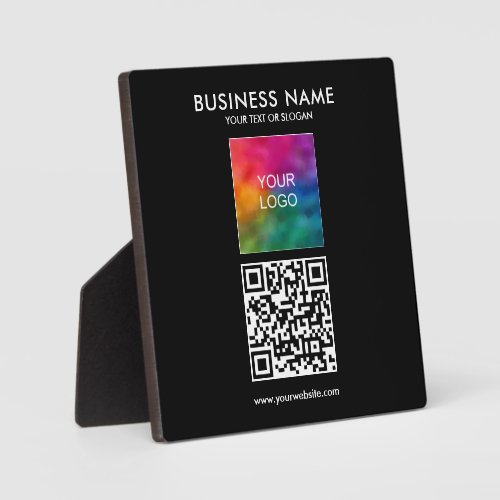 Custom Business Logo Slogan Text QR Code Square Plaque