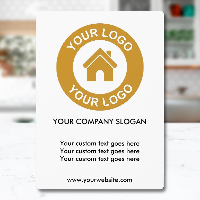 Custom Business Logo Slogan Website Table Plaque (Creator Uploaded)