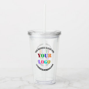 Custom Business Logo Social Media Acrylic Tumbler