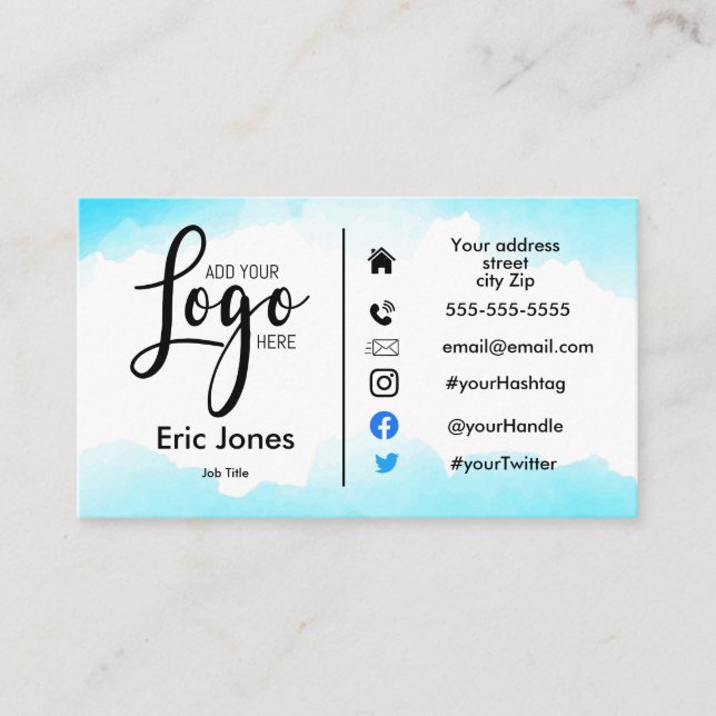 Custom Business Logo & Social Media Business Card  (Front)