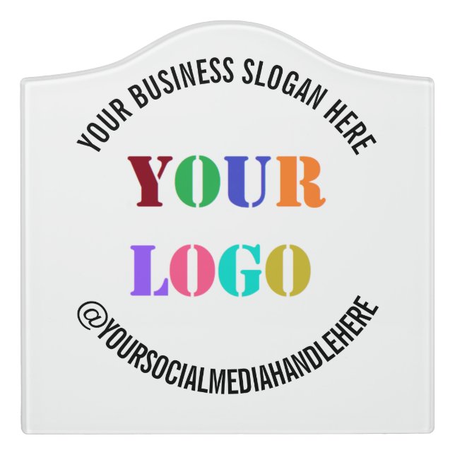 Custom Business Logo Social Media Name Door Sign (Large Crest Front)