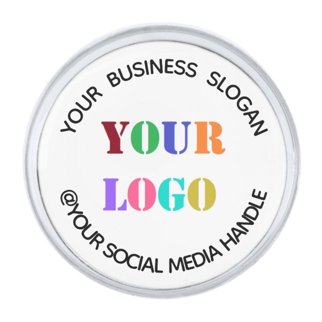 Custom Business Logo Social Media Name Lapel Pin (Front)